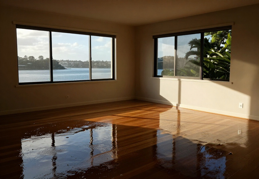 Sewage backup in a Lane Cove North basement before cleanup